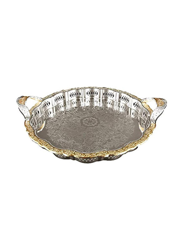 

Kingsville Round Silver Plated Tray, Silver/Gold