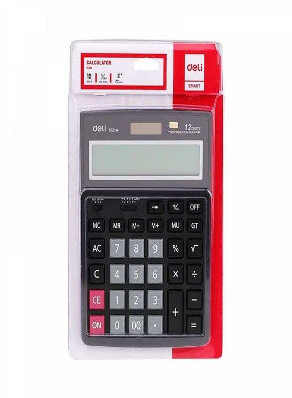 

Deli 12-Digits Dual Power Calculator Blister Card, Black