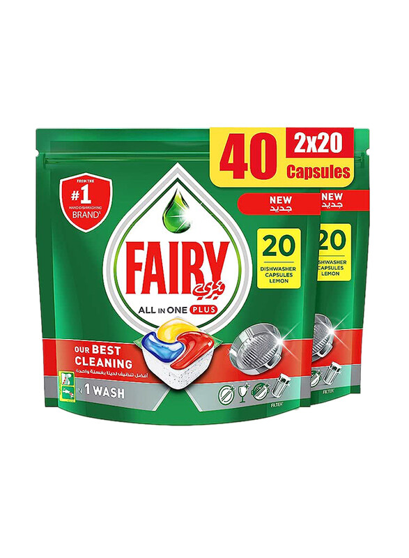 

Fairy All In One Plus Dishwasher Capsules, 2 x 20 Capsules
