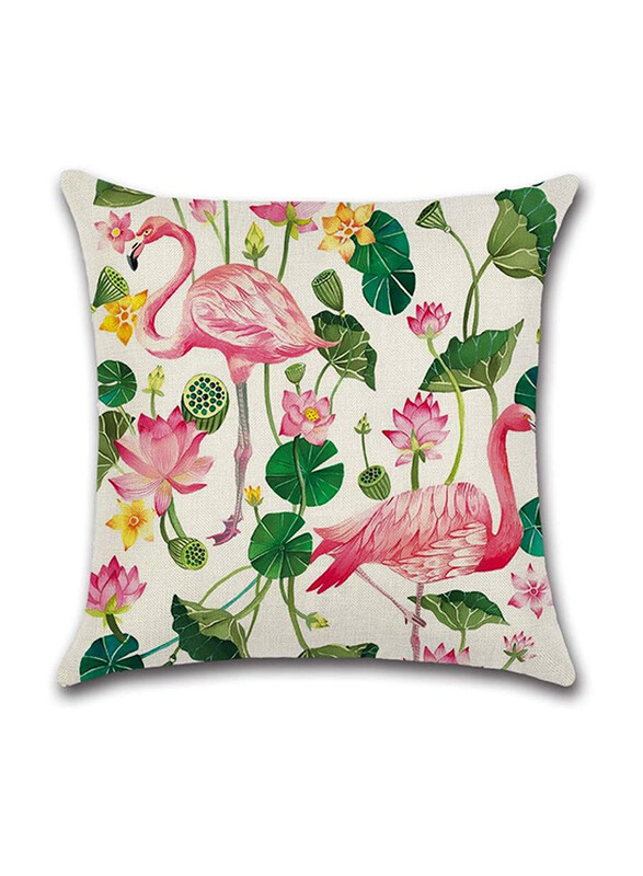

ACEIR 45 x 45cm Flamingo Printed Cotton Blend Cushion Cover, Multicolour