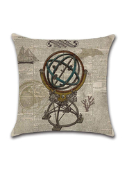 ACEIR 45 x 45cm Sailor Globe Printed Cotton Blend Cushion Cover, Multicolour