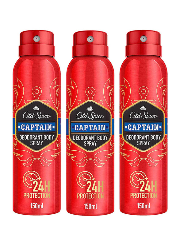 

Old Spice Captain Deodorant Body Spray for Men, 3 Pieces