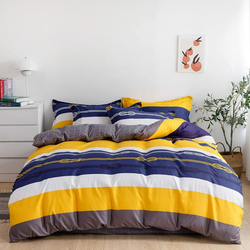 Aceir 6-Piece Microfibre Duvet Cover Set, 1 Duvet Cover + 1 Flat Sheet + 4 Pillow Cover, Double, Multicolour