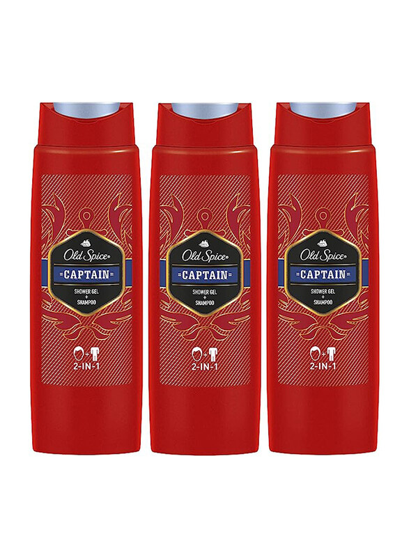 

Old Spice Captain Shower Gel & Shampoo For Men, 3 x 250ml