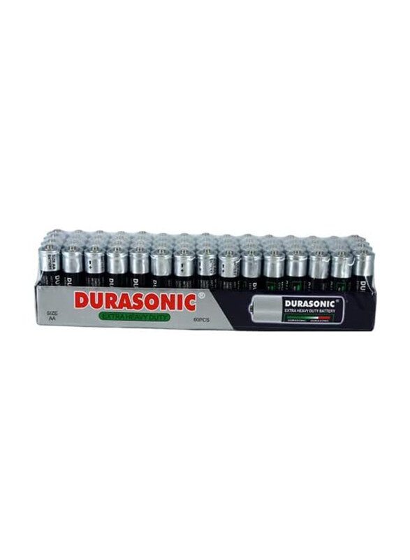 

Durasonic Heavy Duty & Powerful Long Lasting AA Batteries, 60 Piece, Black/Silver