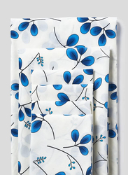 Aceir 6-Piece Cotton Duvet Cover Set, 200 x 230cm, Double, White/Blue