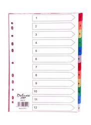 Deluxe PVC Colour Divider with Number, 1-12 Tab, 10-Piece, 46412, Multicolour