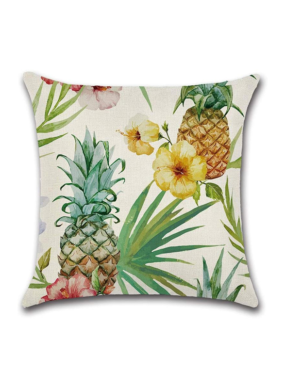 ACEIR 45 x 45cm Pineapple Printed Cotton Blend Cushion Cover, Multicolour