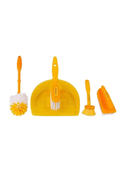 Classy Touch Dustpan with Brush Set, 5 Pieces, Orange/White