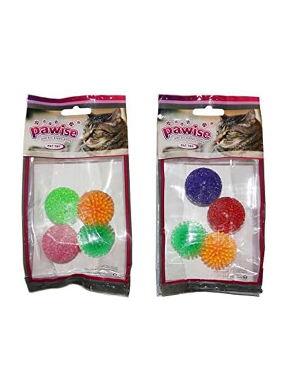 Pawise Glitter Ball Toy, 4 Pieces, Multicolour