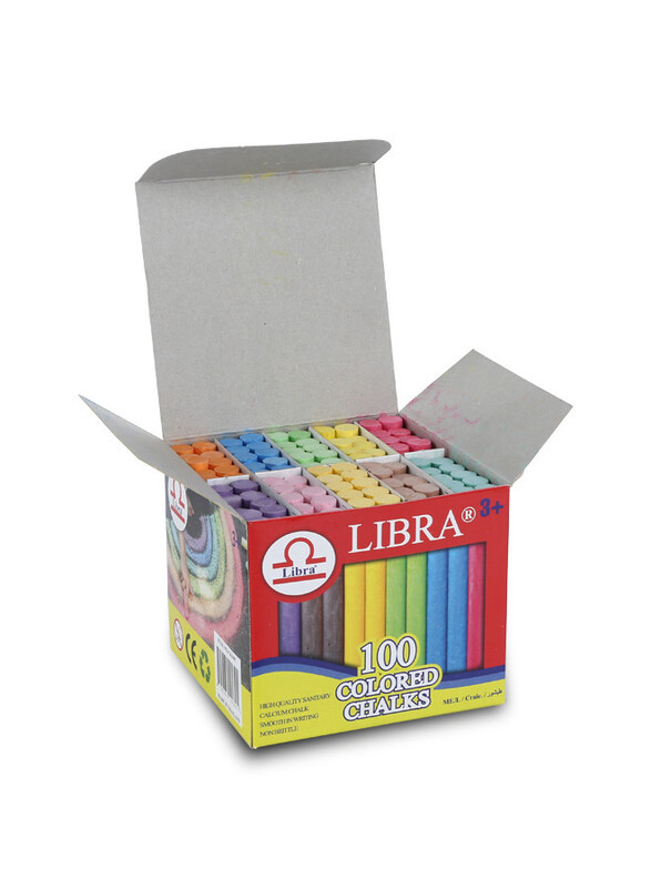 Rahalife Libra High Quality Dustless Chalks, Smooth Writting Calcium Chalks Non Brittle, 100 Pieces Box, Mluticolour