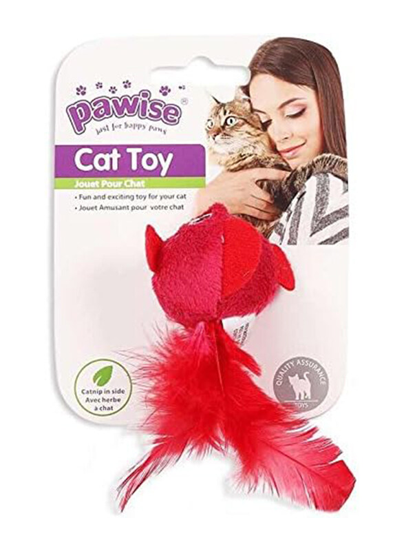 

Pawise Hi-Pile Bird Toy for Cat, 15cm, Red