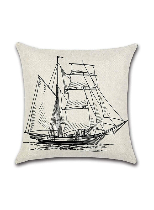 

ACEIR 45 x 45cm Ship Printed Cotton Blend Cushion Cover, Multicolour