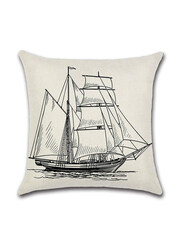 ACEIR 45 x 45cm Ship Printed Cotton Blend Cushion Cover, Multicolour