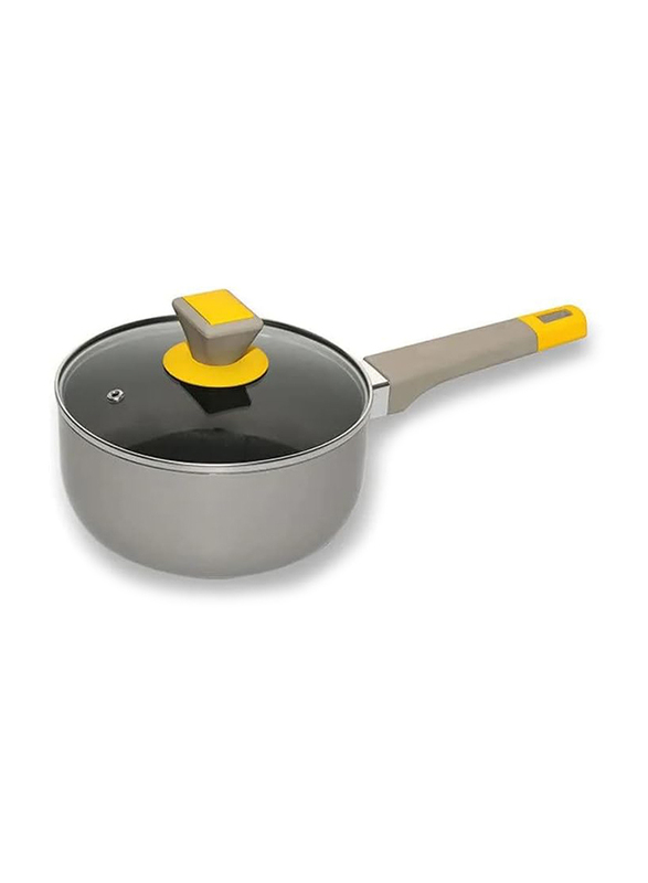 Classy Touch 16cm Non-Stick Sauce Pan With Glass Lid, Ct1709, 16x16x33 cm, Multicolour
