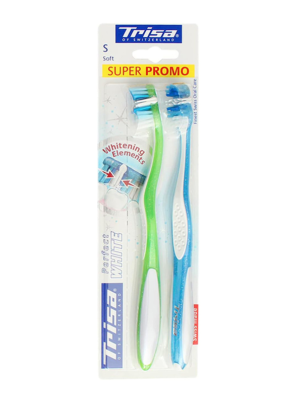 Trisa Perfect White Duo Toothbrush, Soft, 2 Pieces