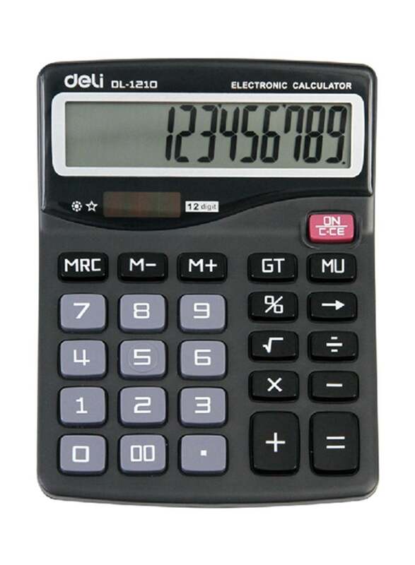 Deli Dual Power Basic Calculator, Black