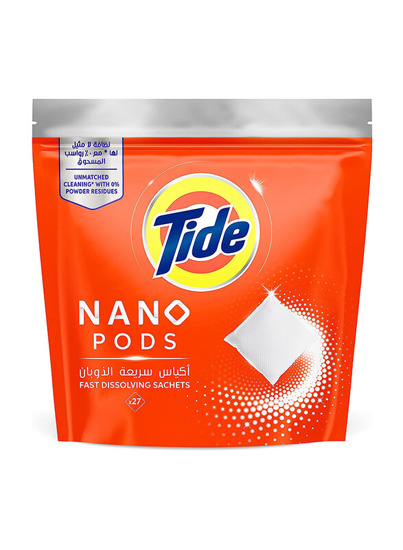 

Tide Nano Pods Fast Dissolving Sachets Stain-Free Clean Laundry, 27 Pods