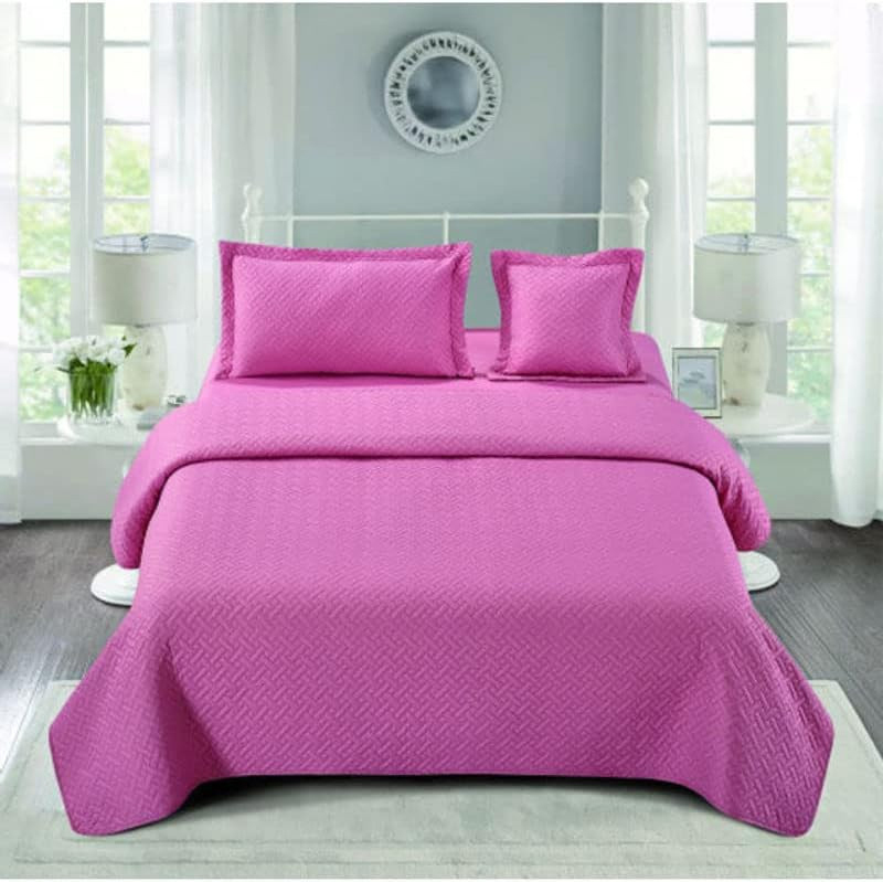 Aceir 4-Piece Ultrasonic Compressed Comforter/Quilt/Bedspread Set, 1 Comforter + 1 Fitted Sheet + 1 Small Pillow Case + 1 Large Pillow Case, Single, Oriental Pink