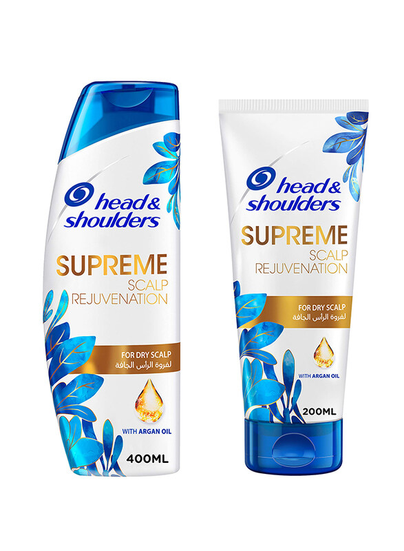 

Head & Shoulders Supreme Scalp Rejuvenation Anti-Dandruff Shampoo & Conditioner Set with Argan Oil for Dry Scalps, 400ml + 200ml, 2 Pieces