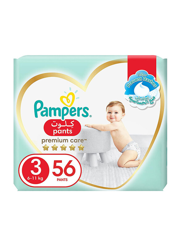 

Pampers Premium Care Pants Diapers, Size 3, 6-11 kg, 56 Count