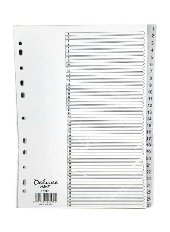 Deluxe PVC Index Divider, 1-54 Tab, 10-Piece, 47454, Grey