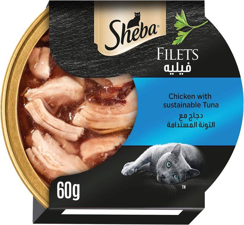 

Sheba Chicken Fillets with Sustainable Tuna Wet Cat Food, 60g