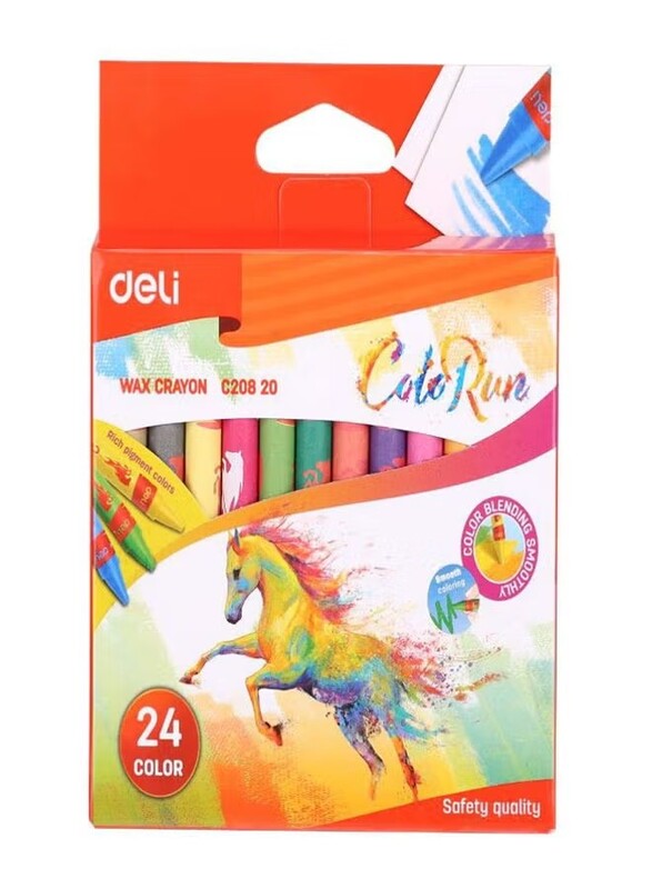 Deli 24-Piece Wax Crayon Set, Multicolour