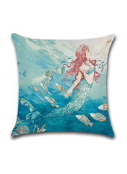 ACEIR 45 x 45cm Mermaid Printed Cotton Blend Cushion Cover, Multicolour