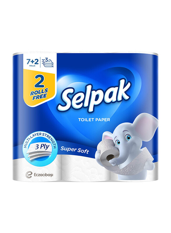 

Selpak 3-Ply Super Soft Toilet Paper Rolls, 9 x 140 Sheets