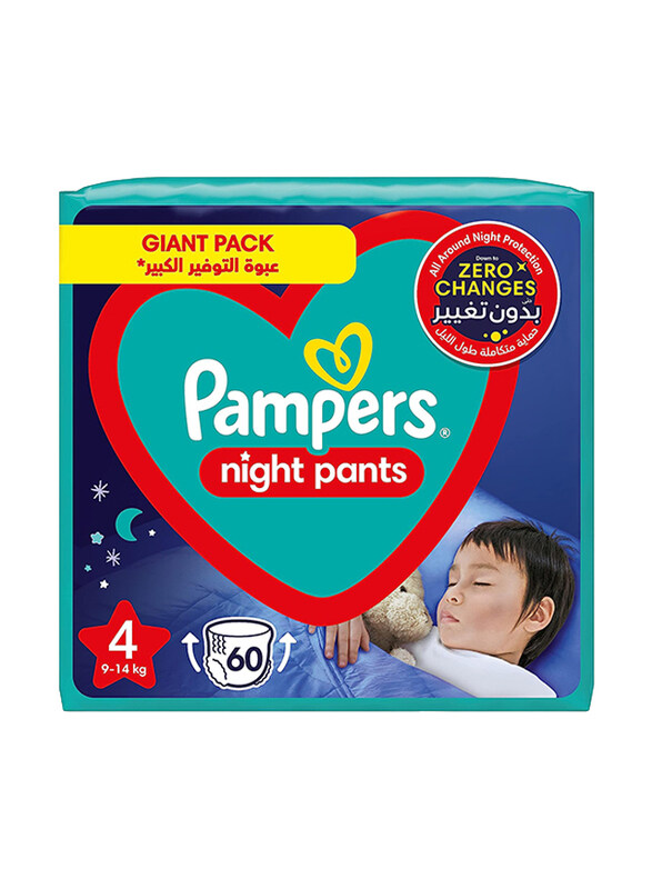 

Pampers Baby-Dry Night Pants Diapers for All Around Night Protection, Size 4, 9-14 kg, 60 Count