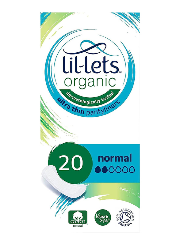 Lil-Lets Organic Cotton Ultra Thin Normal Panty Liners, 20 Pieces