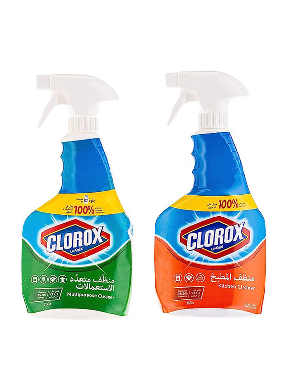 

Clorox Disinfecting Kitchen Cleaner, 750ml + Disinfecting Multipurpose Cleaner, 750ml