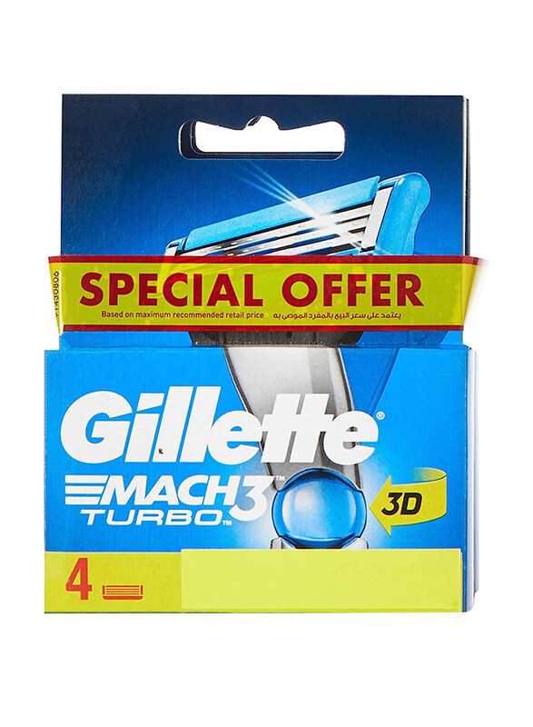 

Gillette Mach 3 Turbo Razor Blade Refills for Men, 4 Pieces