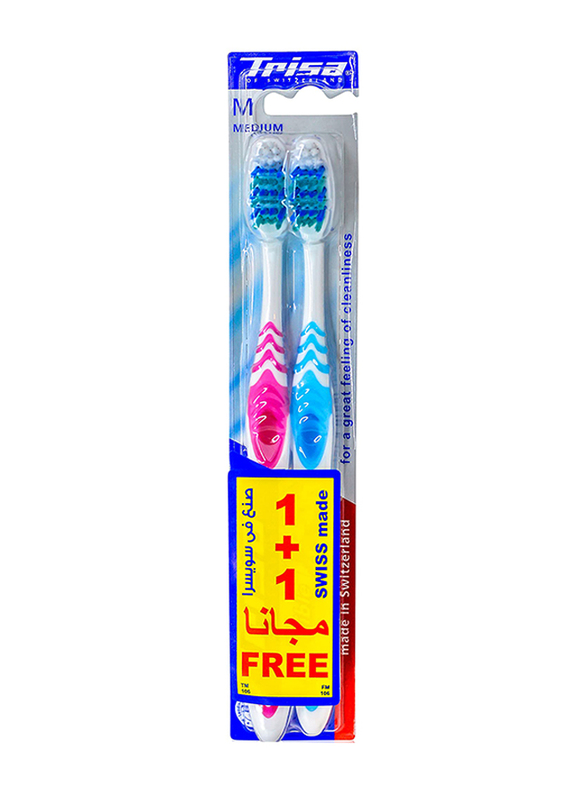Trisa Flexible Medium Toothbrush, 2 Pieces