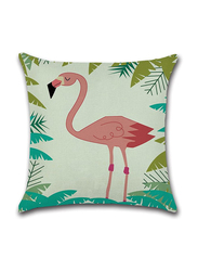ACEIR 45 x 45cm Flamingo Printed Cotton Blend Cushion Cover, Multicolour