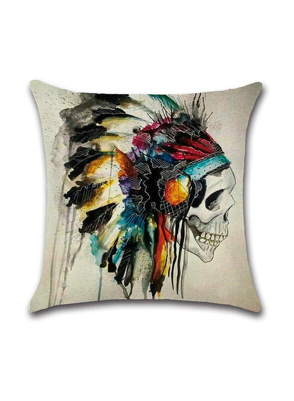 

ACEIR 45 x 45cm Skull Printed Cotton Blend Cushion Cover, Multicolour