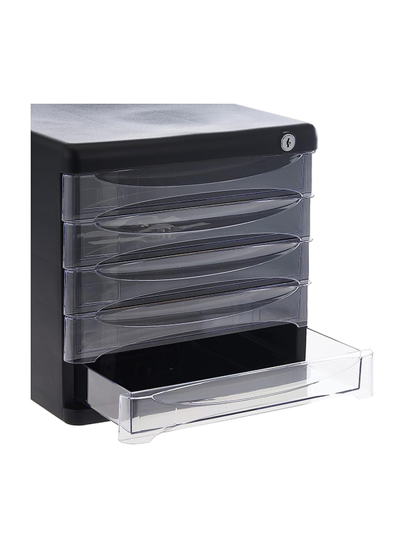 Deli File Cabinet 5 Drawer with Lock, Black