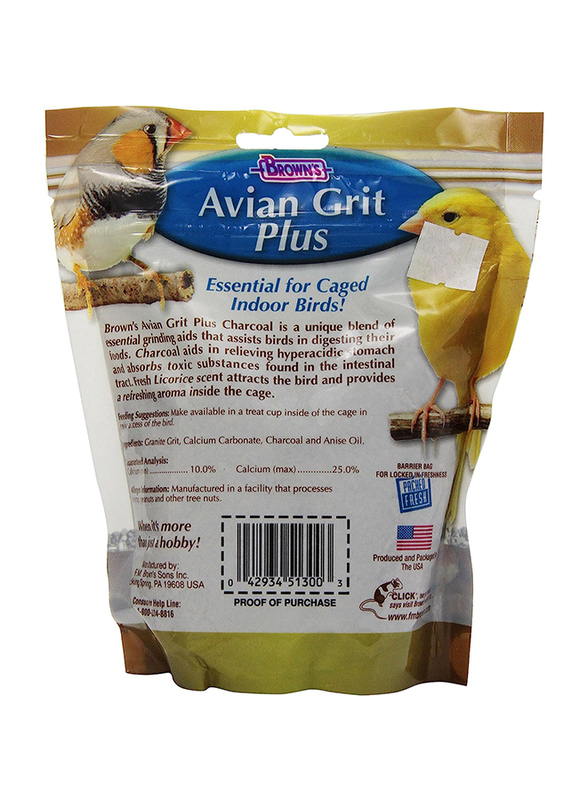 Brown's Avian Grit Plus Digestive Aid for Finches & Canaries with Licorice Scent, 20 Oz, Multicolour