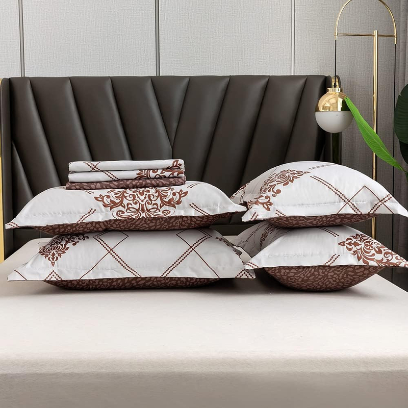 Aceir 6-Piece Microfibre Duvet Cover Set, 1 Duvet Cover + 1 Flat Bedsheet + 4 Pillow Cases, Double, 220x280cm, Multicolour