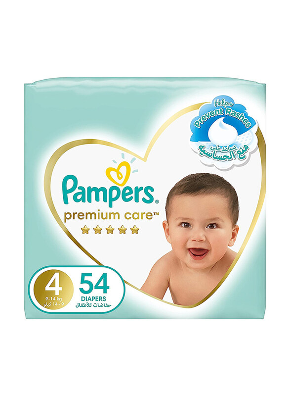 

Pampers Premium Care Diapers, Size 4, 9-14 kg, 54 Count