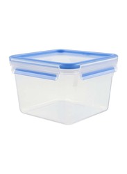 Emsa Clip & Close Square Food Storage Container with Lid, 1.75L, Transparent/Blue