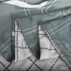 Aceir 6-Piece Microfibre Duvet Cover Set, 1 Duvet Cover + 1 Flat Bedsheet + 4 Pillow Cases, Double, 200x230cm, Grey/White