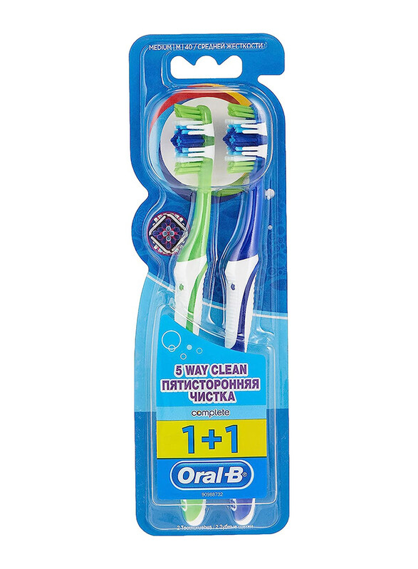 

Oral B Complete 5-Way Clean Medium Toothbrush, 2 Pieces, Assorted