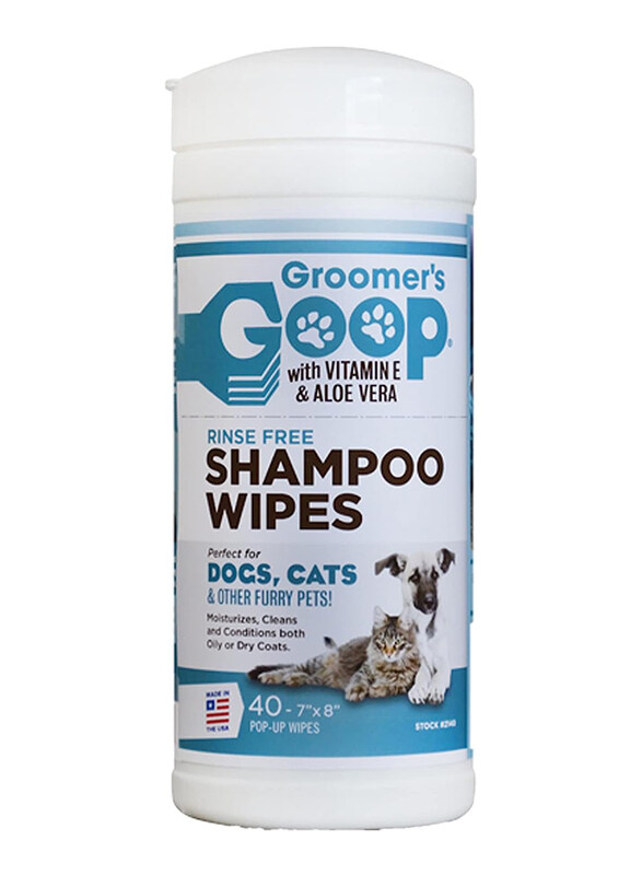 

Goop Rinse Free Shampoo Wipes for Dogs & Cats, 200ml, Multicolour