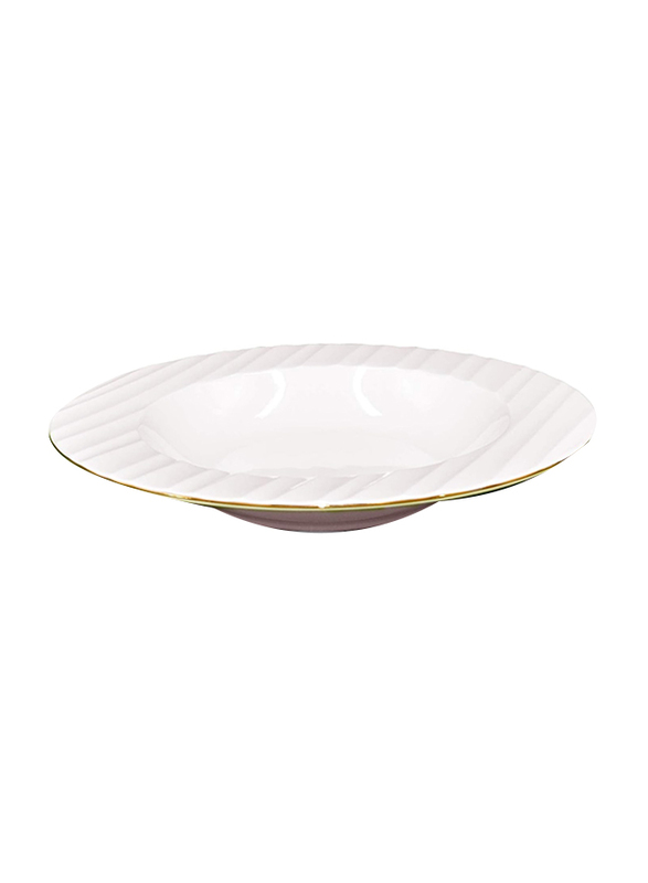 Qualitier 22.5cm Soup Plate, Gold/White