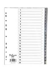 Deluxe PVC Index Divider, 1-20 Tab, 10-Piece, 47420, Grey