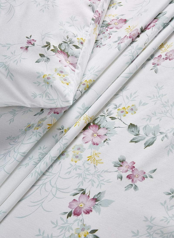 Aceir 2-Piece 180 TC Premium Collection Rose Mallow Cotton Bedsheet Set, 1 Bedsheet + 1 Pillow Case, Single, Multicolour