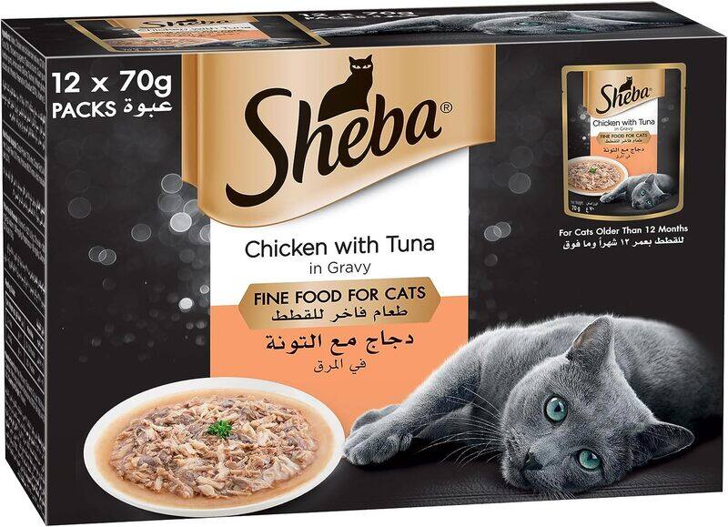 

Sheba Premium Loaf Chicken with Tuna Cat Food, Essential Vitamins and Minerals, this Sheba Wet Food is Made with Loaf Formula for Easier Chewing Even