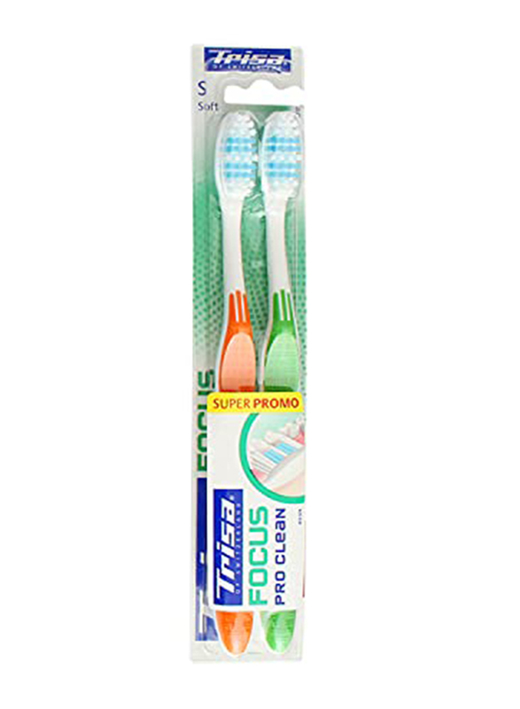 Trisa Focus Pro Clean Soft Toothbrush, 2 Pieces